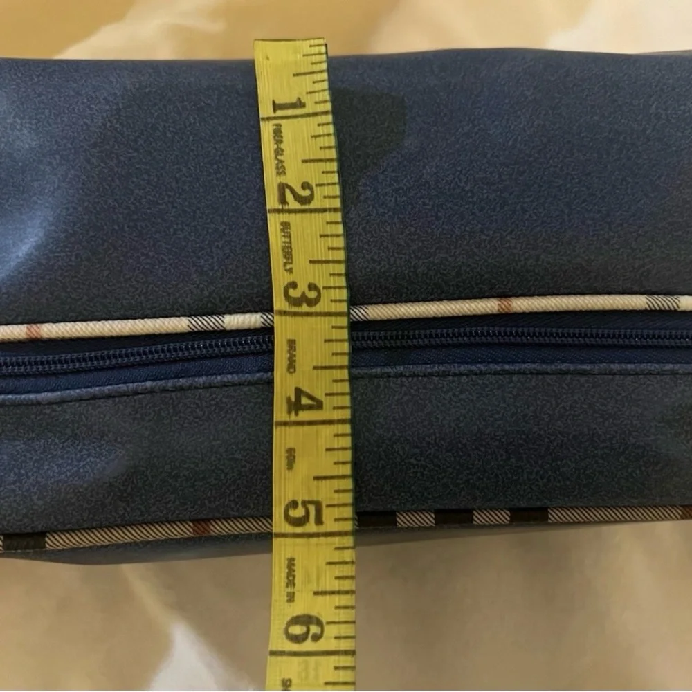 💚 Burberry Fragrance Navy Nova Check Pouch Bag Vanity Bag Double Stack/ Rare🩷